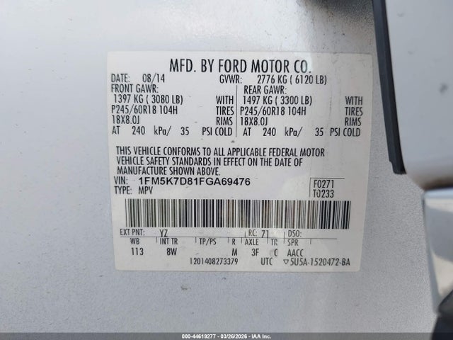 Ford EXPLORER XLT 2015 1FM5K7D81FGA69476 Image 9