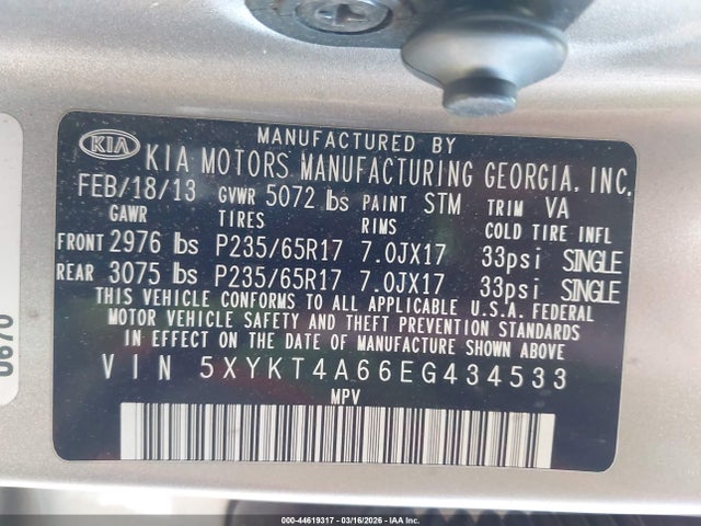 5XYKT4A66EG434533 KIA SORENTO LX