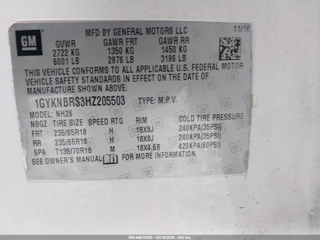2017 CADILLAC XT5 1GYKNBRS3HZ205503 Photo 8