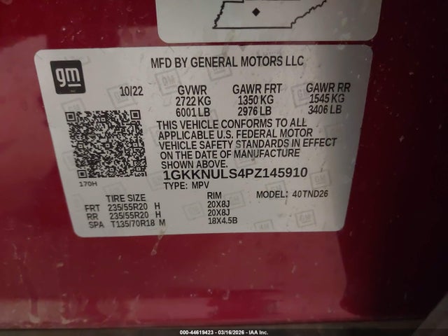 2023 Gmc Acadia Awd Slt მანქანა იყიდება აუქციონზე, vin: 1GKKNULS4PZ145910, აუქციონის ნომერი: 44619423