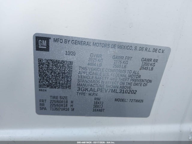 2021 Gmc Terrain Fwd Slt მანქანა იყიდება აუქციონზე, vin: 3GKALPEV7ML310202, აუქციონის ნომერი: 44619426
