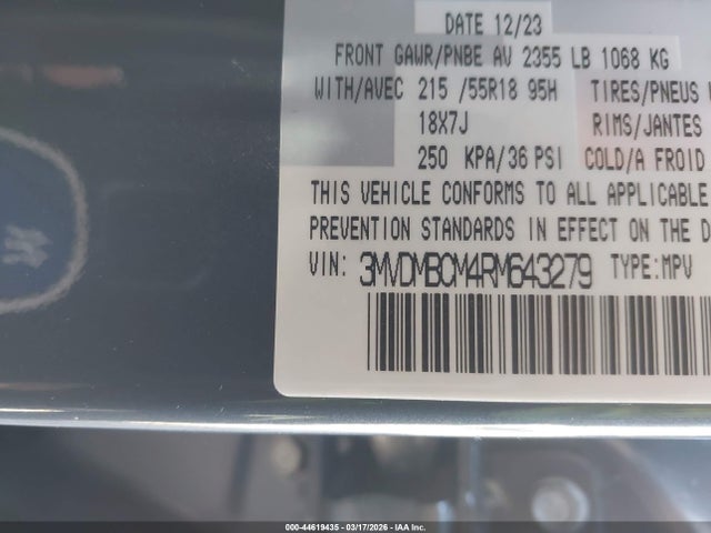 44619435 :رقم المزاد ، 3MVDMBCM4RM643279 vin ، 2024 Mazda Cx-30 2.5 S Carbon Edition مزاد بيع