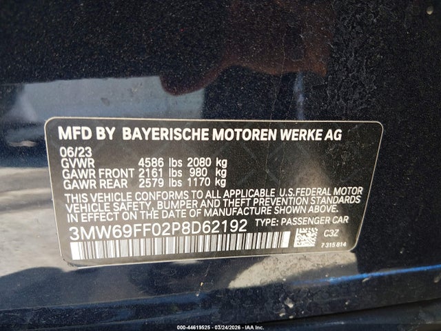 Продажа на аукционе авто 2023 Bmw 330i, vin: 3MW69FF02P8D62192, номер лота: 44619525