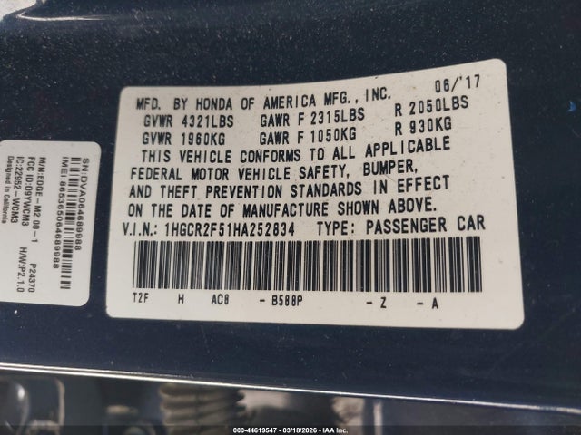 1HGCR2F51HA252834 Honda Accord Sport