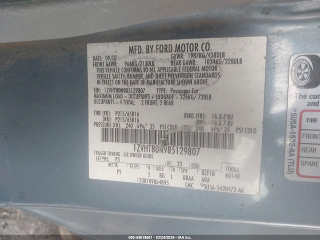 2008 FORD MUSTANG 1ZVHT80N985129807 Photo 8