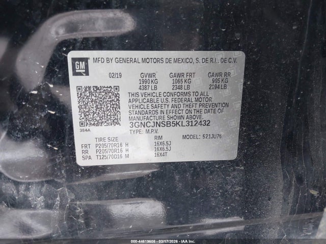 2019 CHEVROLET TRAX 3GNCJNSB5KL312432 Photo 8