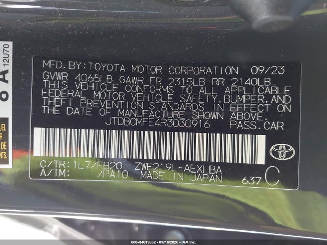 Toyota Corolla Hybrid Le 2024 JTDBCMFE4R3030916 Image 9