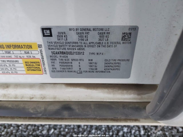 Продаж на аукціоні авто 2013 Buick Enclave Convenience, vin: 5GAKRBKD0DJ153912, номер лоту: 44619727