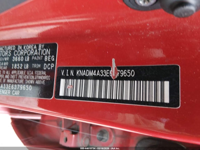 2014 Kia Rio Lx მანქანა იყიდება აუქციონზე, vin: KNADM4A33E6379650, აუქციონის ნომერი: 44619734