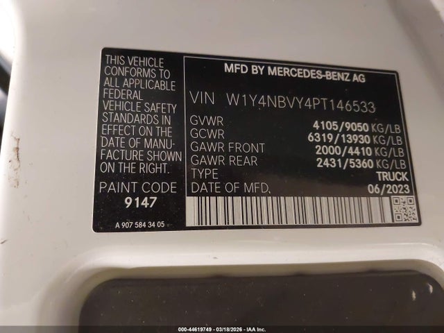 Aukcja sprzedaży 2023 Mercedes-benz Sprinter 2500 Standard Roof 4-cyl Diesel Ho, vin: W1Y4NBVY4PT146533, numer aukcji: 44619749