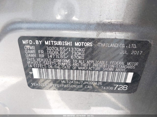 ML32A3HJ7JH000426 Mitsubishi MIRAGE ES