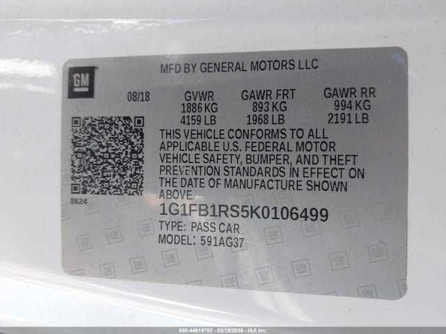 2019 CHEVROLET CAMARO 1G1FB1RS5K0106499 Photo 8