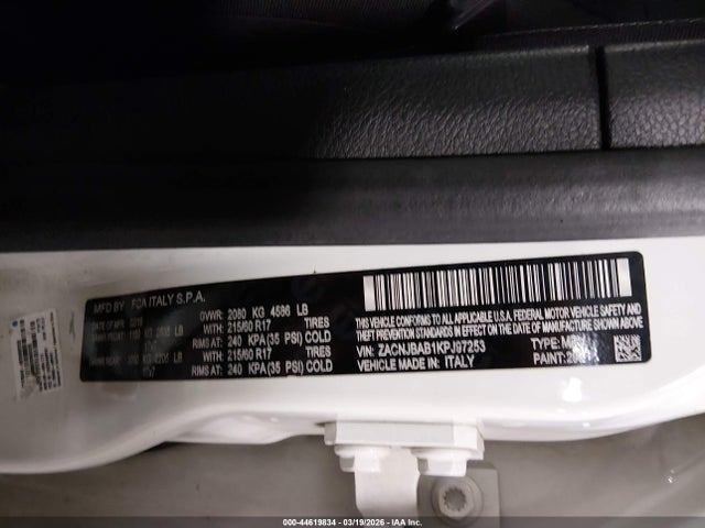 Aukcja sprzedaży 2019 Jeep Renegade Sport 4x4, vin: ZACNJBAB1KPJ97253, numer aukcji: 44619834