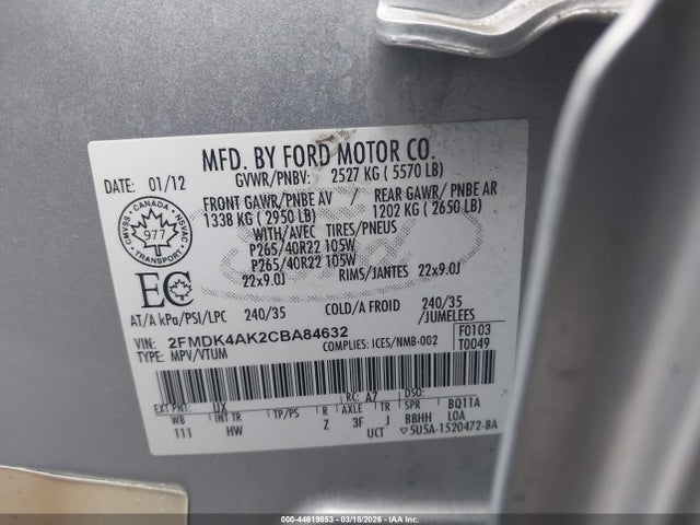 2012 FORD EDGE 2FMDK4AK2CBA84632 Photo 8