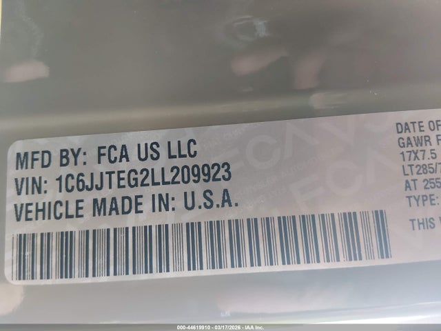 2020 JEEP GLADIATOR 1C6JJTEG2LL209923 Photo 8