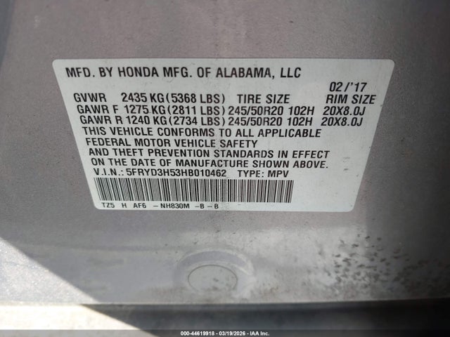 Aukcja sprzedaży 2017 Acura Mdx Technology Package, vin: 5FRYD3H53HB010462, numer aukcji: 44619918