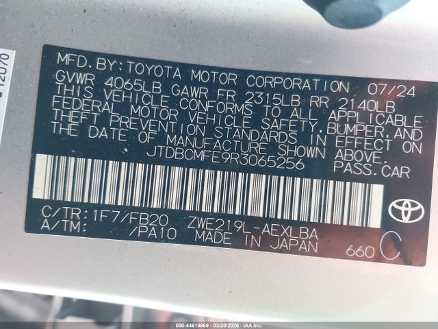 Toyota Corolla Hybrid Le 2024 JTDBCMFE9R3065256 Image 9