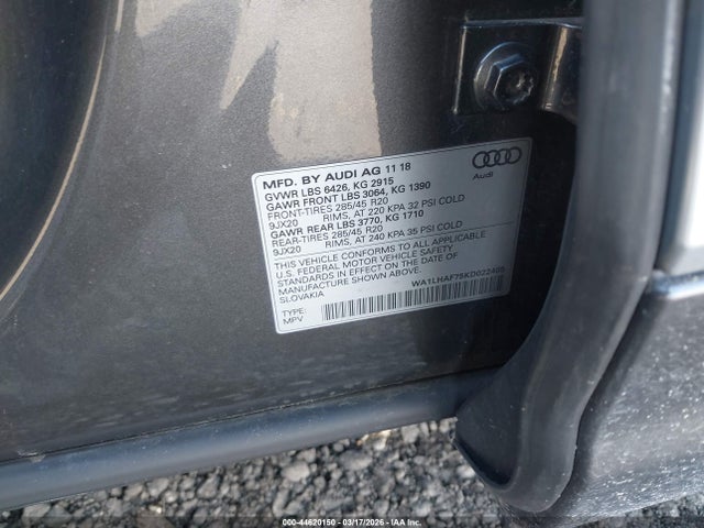 Продаж на аукціоні авто 2019 Audi Q7 45 Premium, vin: WA1LHAF75KD022405, номер лоту: 44620150