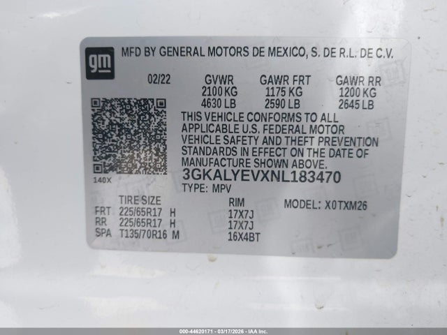 Aukcja sprzedaży 2022 Gmc Terrain Awd At4, vin: 3GKALYEVXNL183470, numer aukcji: 44620171