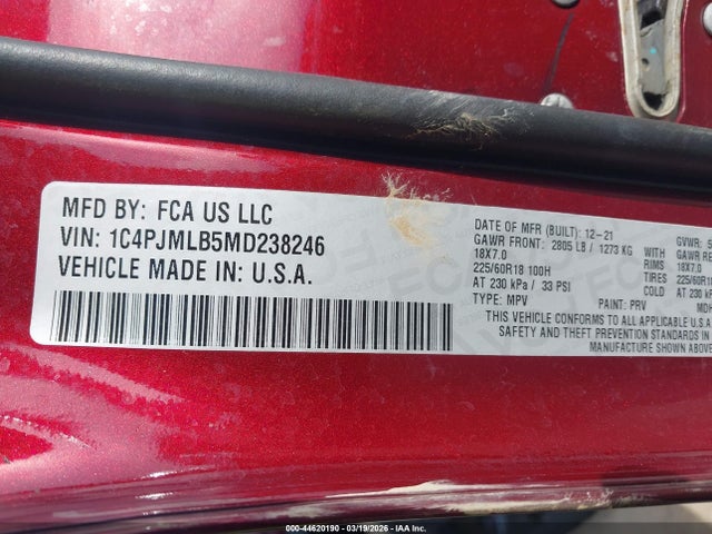 2021 JEEP CHEROKEE 1C4PJMLB5MD238246 Photo 8