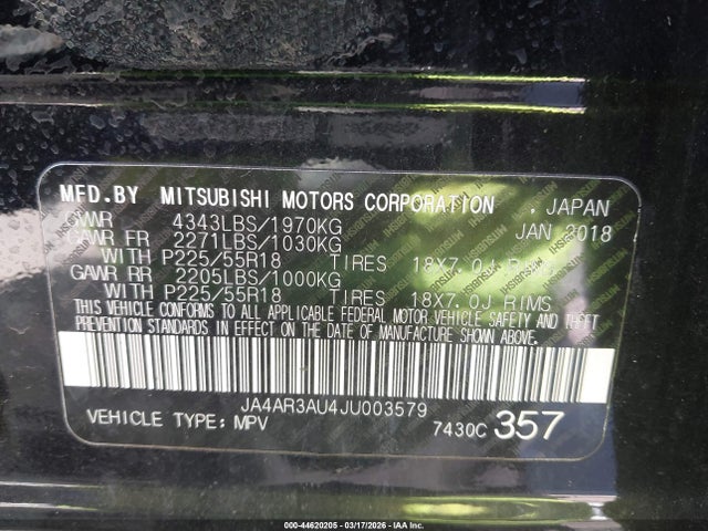 2018 MITSUBISHI OUTLANDER SPORT JA4AR3AU4JU003579 Photo 8
