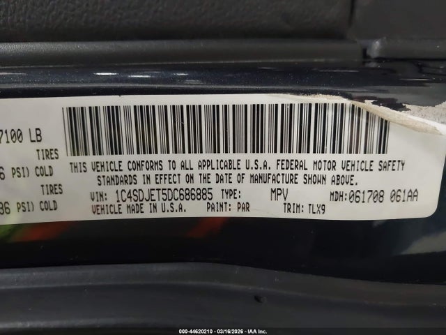 44620210 :رقم المزاد ، 1C4SDJET5DC686885 vin ، 2013 Dodge Durango Citadel مزاد بيع