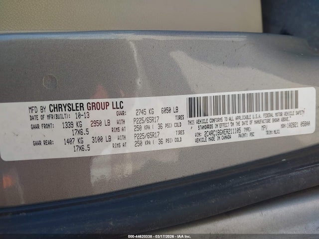 Продажа на аукционе авто 2014 Chrysler Town & Country Touring, vin: 2C4RC1BGXER211105, номер лота: 44620338