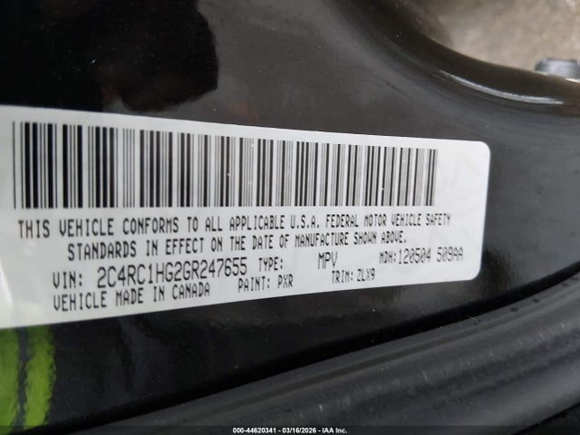 Продажа на аукционе авто 2016 Chrysler Town & Country S, vin: 2C4RC1HG2GR247655, номер лота: 44620341