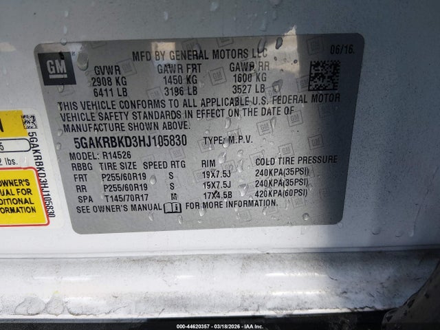 2017 BUICK ENCLAVE 5GAKRBKD3HJ105830 Photo 8