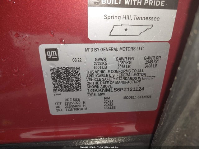2023 Gmc Acadia Fwd Slt მანქანა იყიდება აუქციონზე, vin: 1GKKNMLS6PZ121124, აუქციონის ნომერი: 44620365