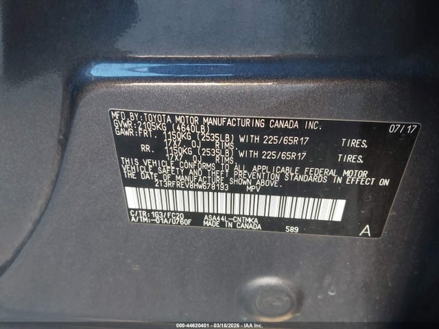 Toyota Rav4 Xle 2017 2T3RFREV8HW678193 Image 9