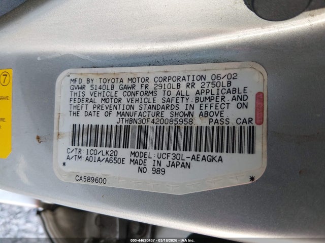 2002 LEXUS LS 430 JTHBN30F420085958 Photo 8