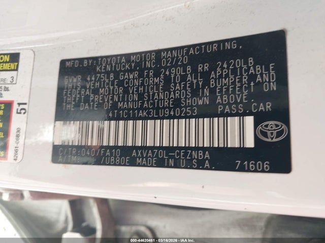 4T1C11AK3LU940253 Toyota CAMRY LE