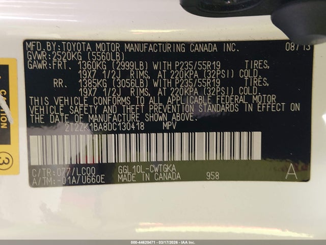 Продаж на аукціоні авто 2013 Lexus Rx 350, vin: 2T2ZK1BA8DC130418, номер лоту: 44620471