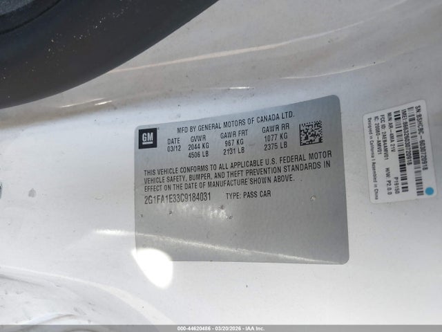 2012 CHEVROLET CAMARO 2G1FA1E33C9184031 Photo 8