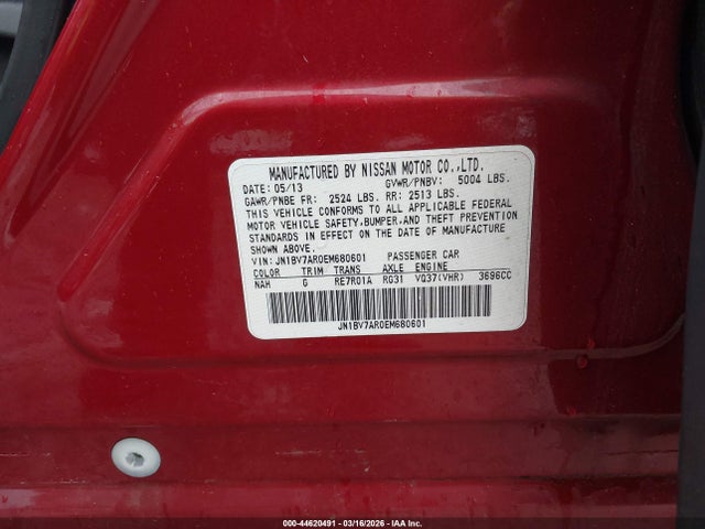 44620491 :رقم المزاد ، JN1BV7AR0EM680601 vin ، 2014 Infiniti Q50 Premium مزاد بيع