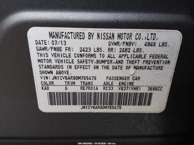 Продаж на аукціоні авто 2013 Infiniti G37x, vin: JN1CV6AR9DM765479, номер лоту: 44620583