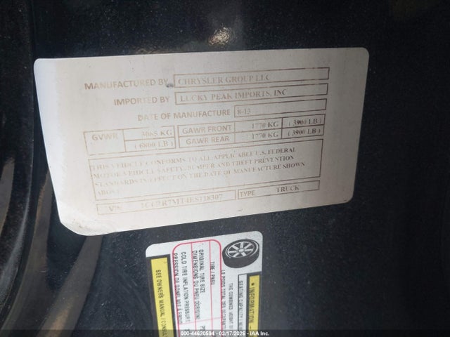 44620594 :رقم المزاد ، 1C6RR7MT4ES118307 vin ، 2014 Ram 1500 Sport مزاد بيع