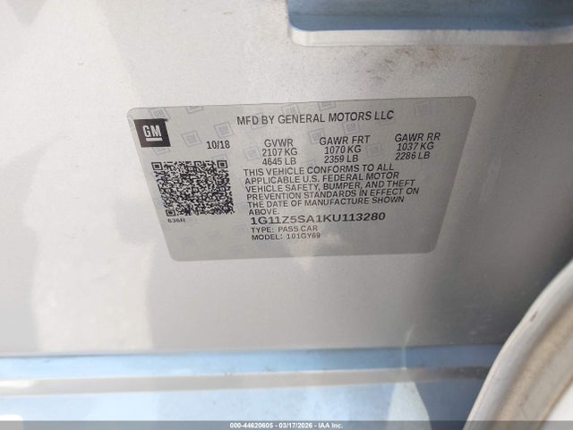 1G11Z5SA1KU113280 Chevrolet IMPALA LT