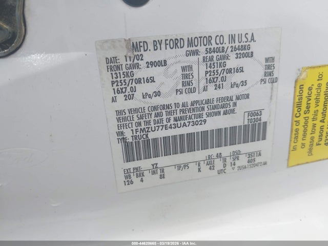 Продажа на аукционе авто 2003 Ford Explorer Sport Trac Xls/xlt, vin: 1FMZU77E43UA73029, номер лота: 44620665