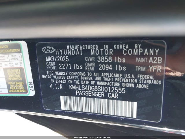Продаж на аукціоні авто 2025 Hyundai Elantra Sel Convenience, vin: KMHLS4DG8SU012555, номер лоту: 44620692