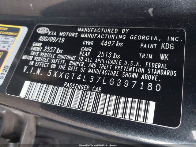 Продаж на аукціоні авто 2020 Kia Optima Lx, vin: 5XXGT4L37LG397180, номер лоту: 44620704
