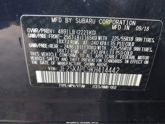 2019 SUBARU FORESTER JF2SKAPC9KH414442 Photo 8