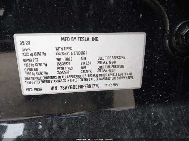 Продажа на аукционе авто 2023 Tesla Model Y Performance Dual Motor All-wheel Drive, vin: 7SAYGDEF0PF881770, номер лота: 44620746