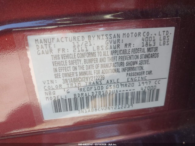 3N1AB8CV2NY212239 Nissan Sentra Sv Xtronic Cvt