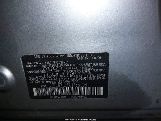 Aukcja sprzedaży 2010 Subaru Forester 2.5x Premium, vin: JF2SH6CC7AH735198, numer aukcji: 44620776