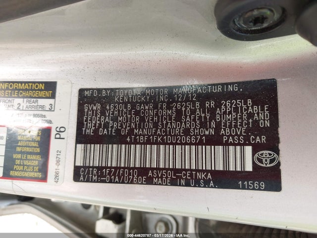 2013 TOYOTA CAMRY 4T1BF1FK1DU206671 Photo 8