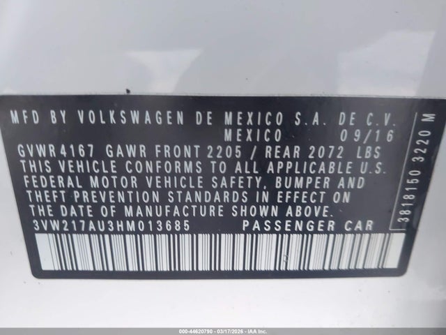 2017 VOLKSWAGEN GOLF 3VW217AU3HM013685 Photo 8