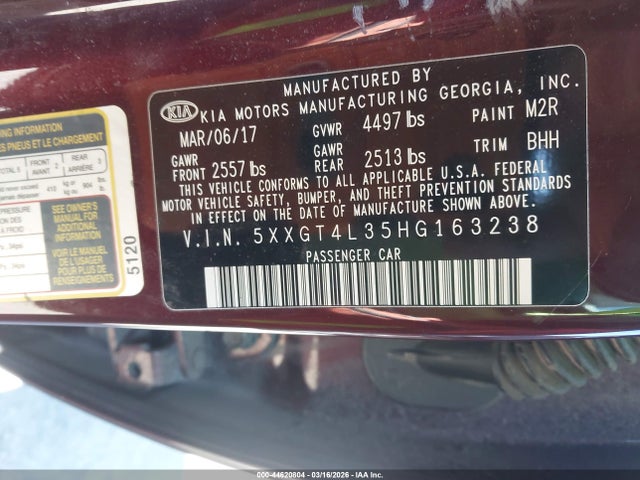 2017 KIA OPTIMA 5XXGT4L35HG163238 Photo 8