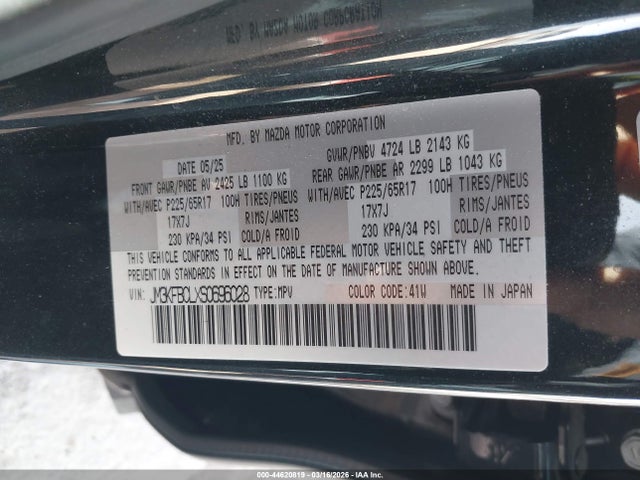 Aukcja sprzedaży 2025 Mazda Cx-5 2.5 S Preferred, vin: JM3KFBCLXS0696028, numer aukcji: 44620819